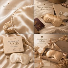 Masque de Nuit Satin Effet Soie Champagne doré