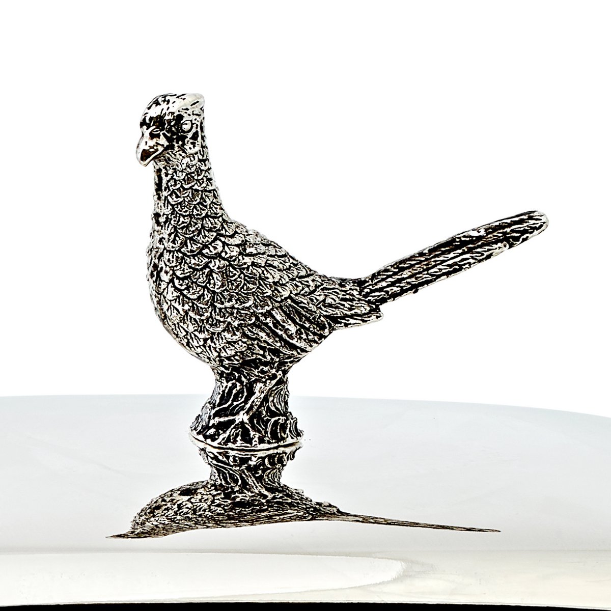 EDZARD butter dish pheasant 13x18 cm, H 9 cm, glass insert, silver-plated, with butter knife