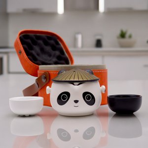Telera -Panda -Set - Zwei Tassen & Reisekoffer