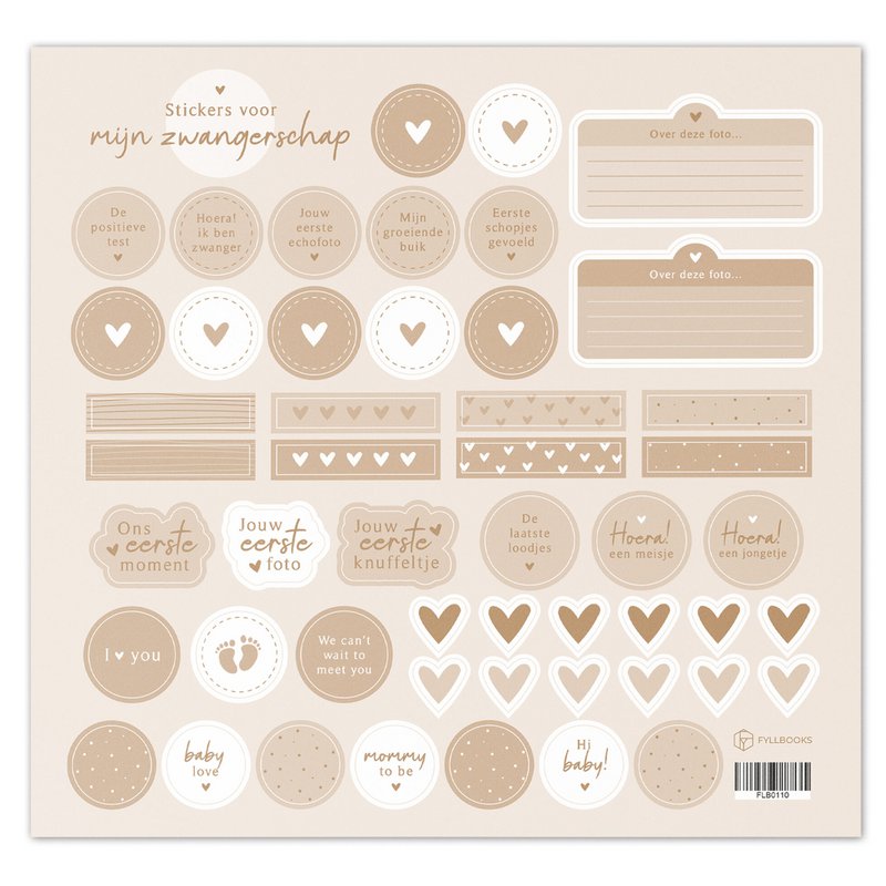 Fyllbooks Stickervel Mijn zwangerschap - Set 1 - Beige