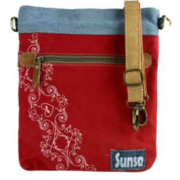 Sunsa dames schoudertas. Schoudertas gemaakt van upcycled jeans en canvas. Handtas vintage retro-stijl. Crossbodytas voor dames.