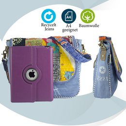 Sac à bandoulière durable Sunsa pour femmes. Sac à bandoulière fabriqué à partir de jeans recyclés et de tissu sari (toile). Sac à main style rétro vintage. Sac bandoulière pour femme.