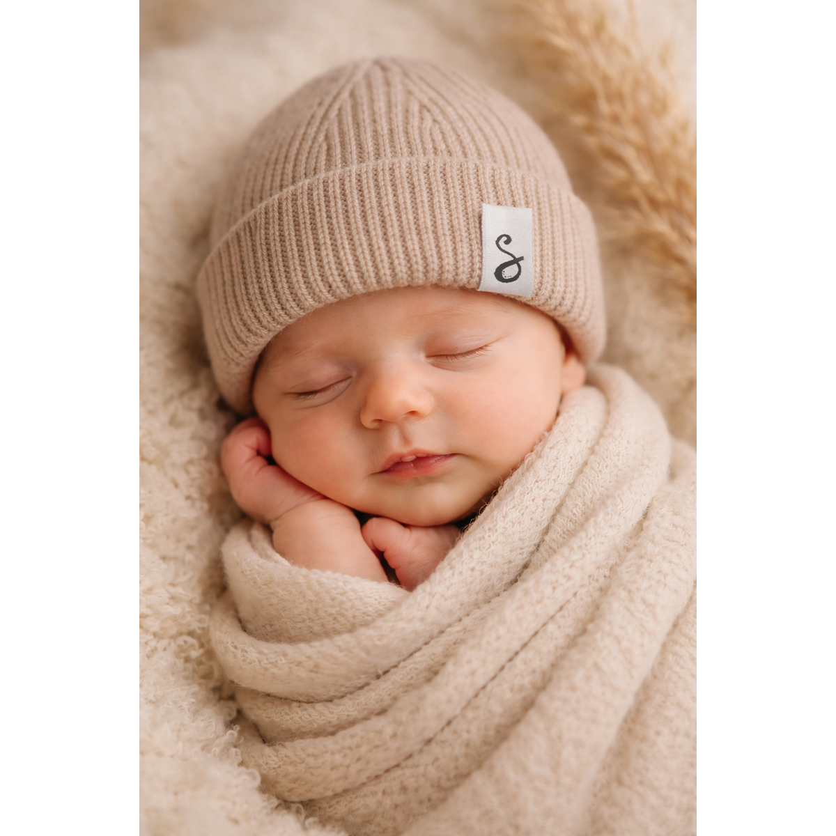 Merino wol Beanie newborn - zand