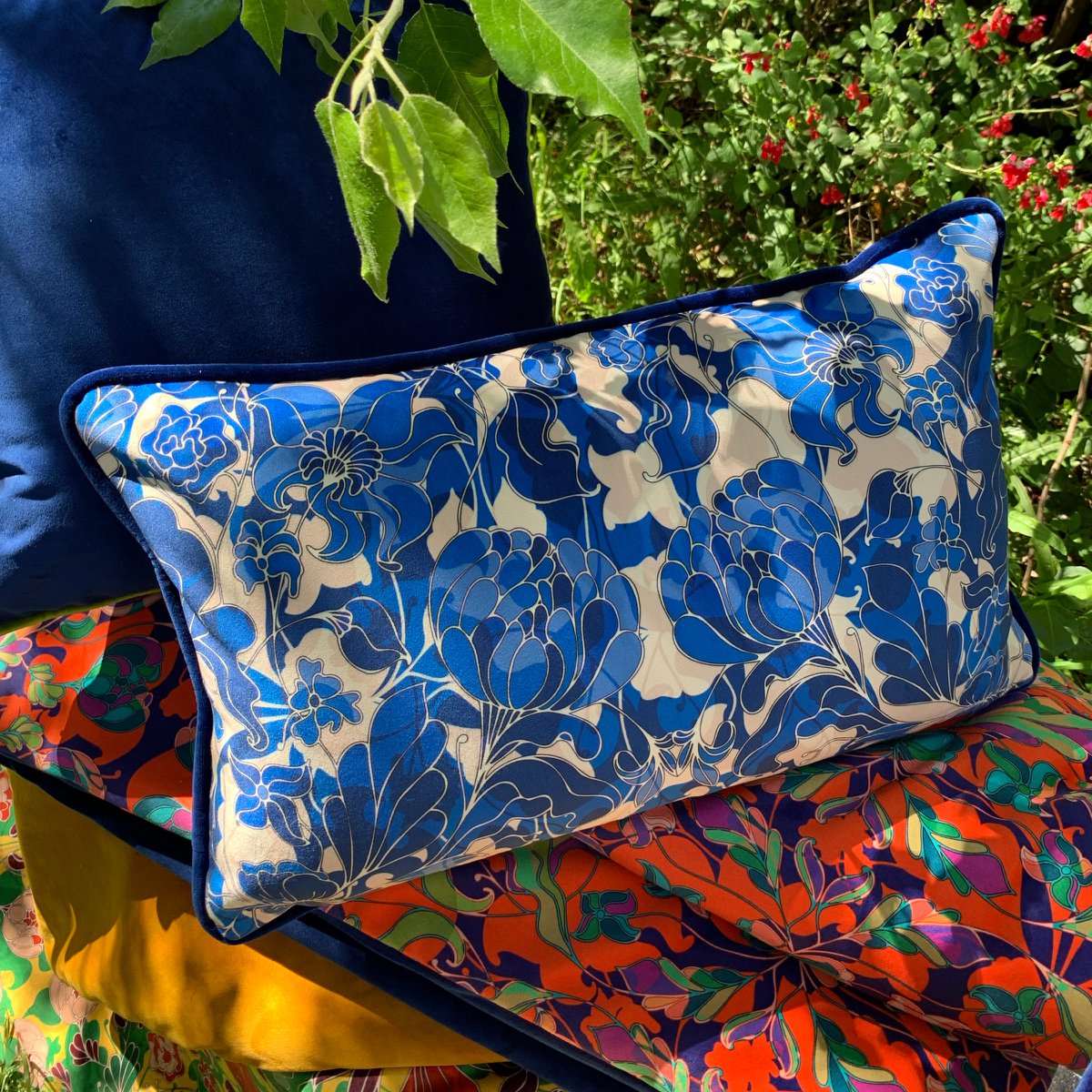 Cuscino Au Jardin blu (30x50)