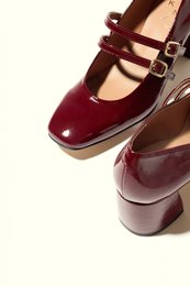 MAITE BURGUNDY – Mary-Jane-Schuhe mit doppeltem Riemen und Absatz