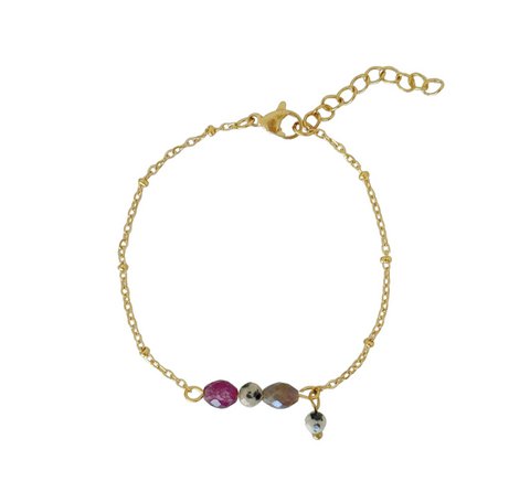 Garnet, Jasper and Labradorite Bracelet - Gold