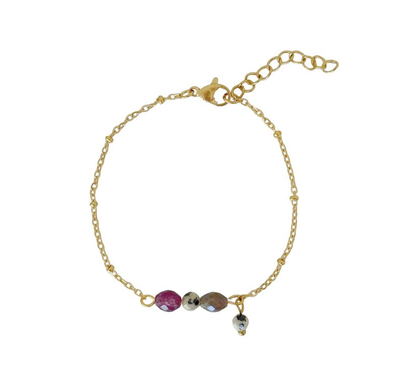Granaat, Jaspis & Labradoriet Armband - Goud