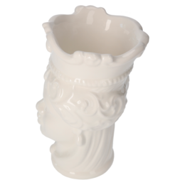Weiße Keramikvase mit Frauenkopf, H 20 x Ø 14 cm