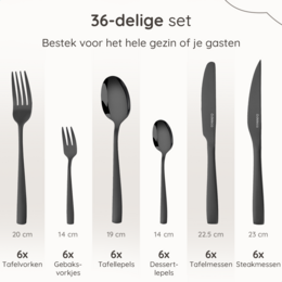 Besteckset Essential - 6 Personen / Schwarzer 18.0 Edelstahl