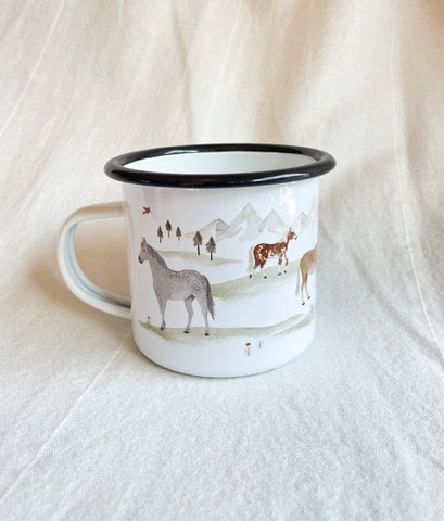 Enamel cup horses | Mug | Children's mug | horse | Bangs | Riding | rider | Watercolor | Watercolor || HEART & PAPER