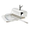 EDZARD Butterdose Hirsch 13x18 cm, H 8 cm, Glaseinsatz, edel versilbert, mit Buttermesser