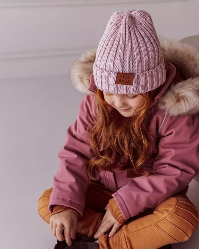 Merino Hat Rib Strik Lys Pink