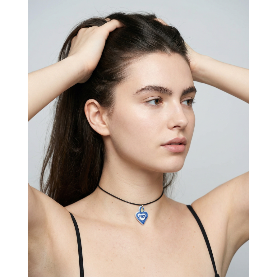Charms - Rebel Blue Heart Porcelain Pendant