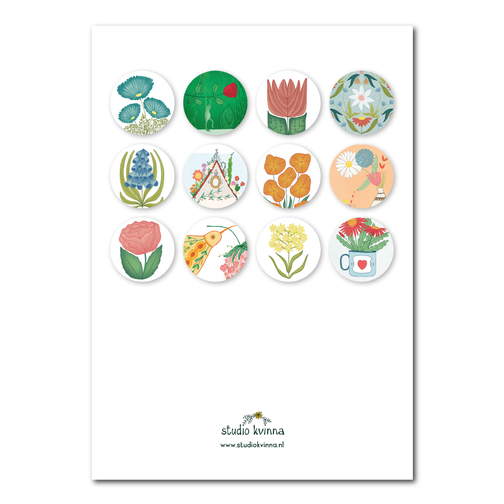 Muurkalender met bloemen 2025
