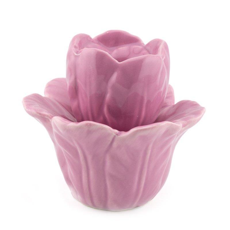 Earthenware candle stand flower