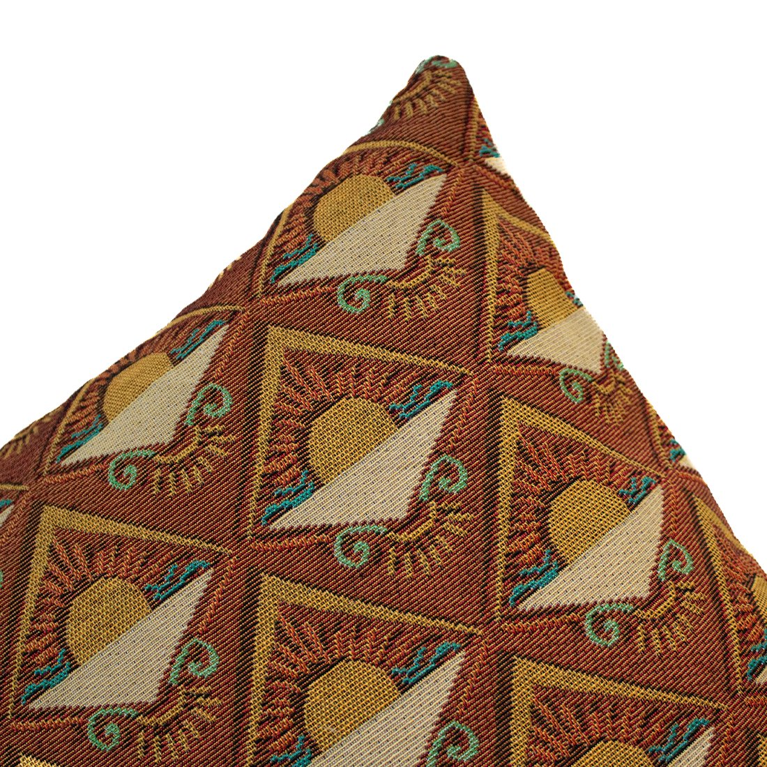 NIN-NIT | Nouveau de Soleil cushion | 100% woven cotton | decorative cushion with suns, mosaic, nature print | brown | beige | pink | green | yellow | 40x60 cm