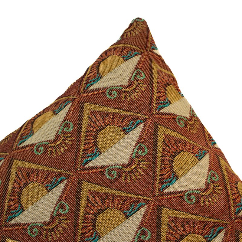 NIN-NIT | Cojín Nouveau de Soleil | 100% algodón tejido | cojín decorativo con soles, mosaico, estampado de naturaleza | marrón | beige | rosa | verde | amarillo | 40x60cm