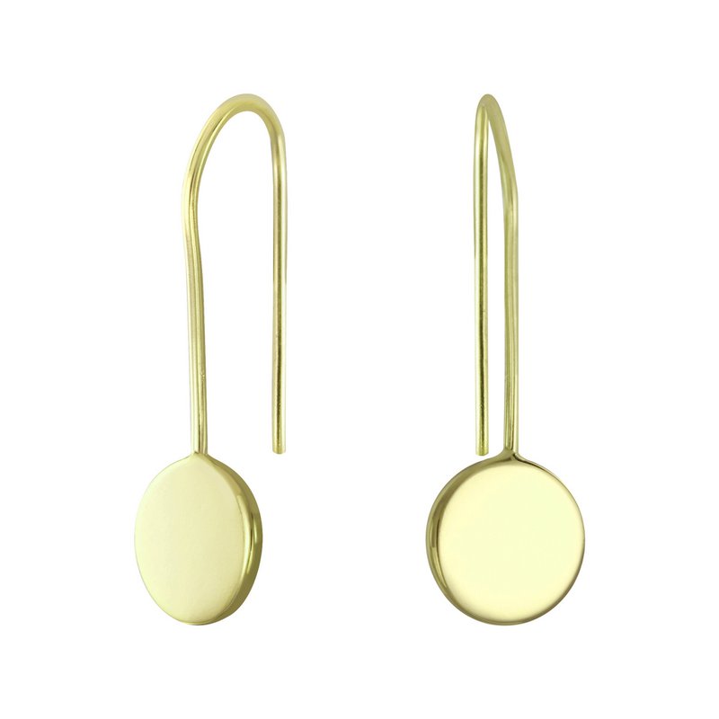 Delicate hoop earring with disc - 925 sterling silver - gold
