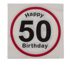 Papieren servetten, Gelukkige Verjaardag - 50,