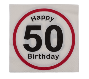 Papieren servetten, Gelukkige Verjaardag - 50,