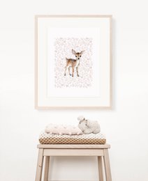 Impression d’art de pépinière de cerfs, affiche de cerfs, affiche de cerfs mignons, affiche de chambre de filles roses, impression boisée, impression de cerfs mignons, impression d’art de pépinière de filles, chambre de filles