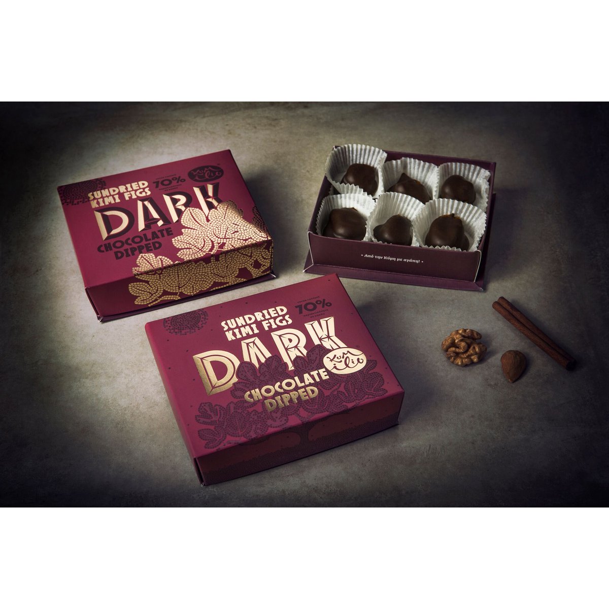 KUMILIO Premium Higos Kimi secados al sol Chocolate oscuro bañado 70% - Caja de regalo