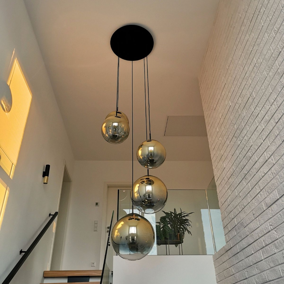 s.luce Orb glass ball gallery light 500cm suspension black