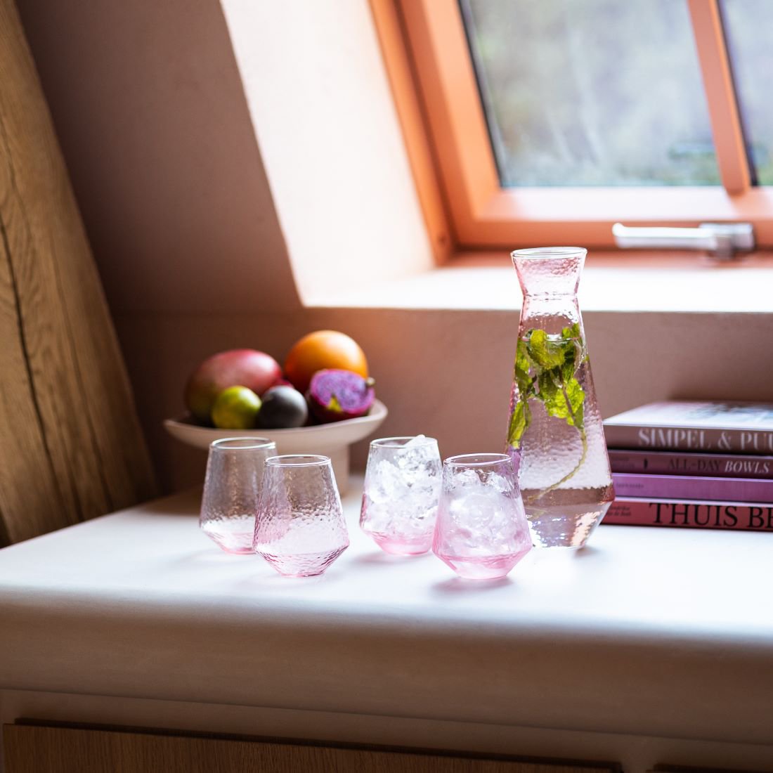 Water glasses Claude, set of 4, pink