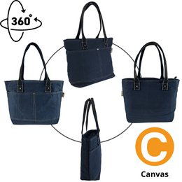 Domelo Damen gewachste Canvas Shopper. Wasserabweisende Handtasche.  Vegane Schultertasche . Einfarbig Damentasche A4 geeignet