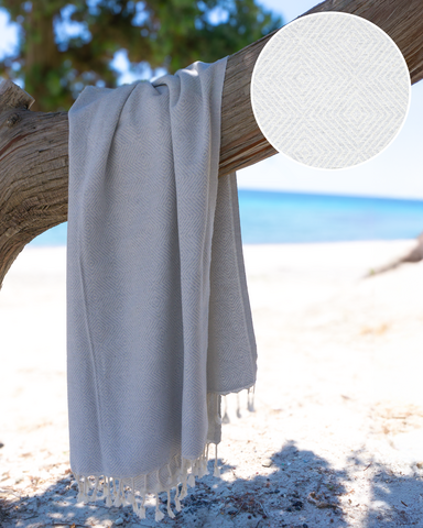 CRYSTAL Cotton Hammam Spa Towel – Lightweight & Sand Free – Grey - 180x100 cm