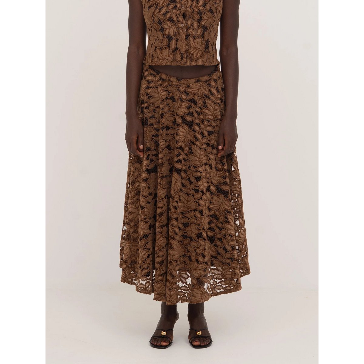 Lovers Brown Velvet Lace Occasion Skirt