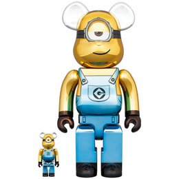 Set 400% e 100% Bearbrick - Minion Stuart (Chrome ed.)