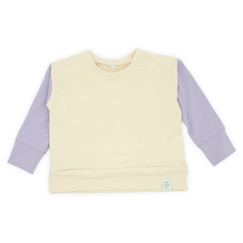Stijlvolle Oversized Sweater in Ecru met Lila Mouwen