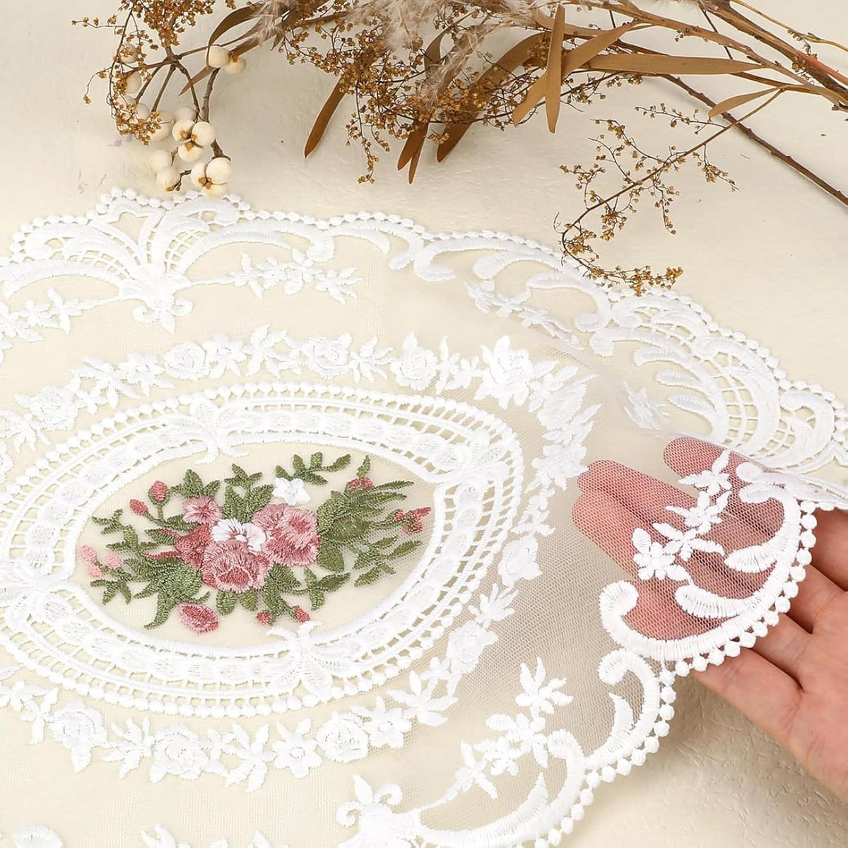 Round Table Mats – Vintage Lace Cotton – 2 Pcs Set