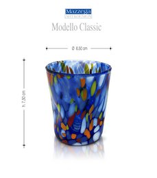 6 Bicchierini Liquore Classic in Vetro Soffiati e Lavorati a Mano con Murrine di Murano, linea “I Colori di Murano” 140 ml. Made in Italy