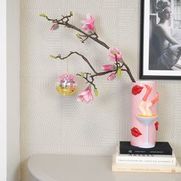 Kerstdecoratie - Kersthanger - Discobal - Foam - Roze/Goud - 10x10x10cm