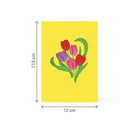 Kleurrijke pop-upkaart met tulpenweide