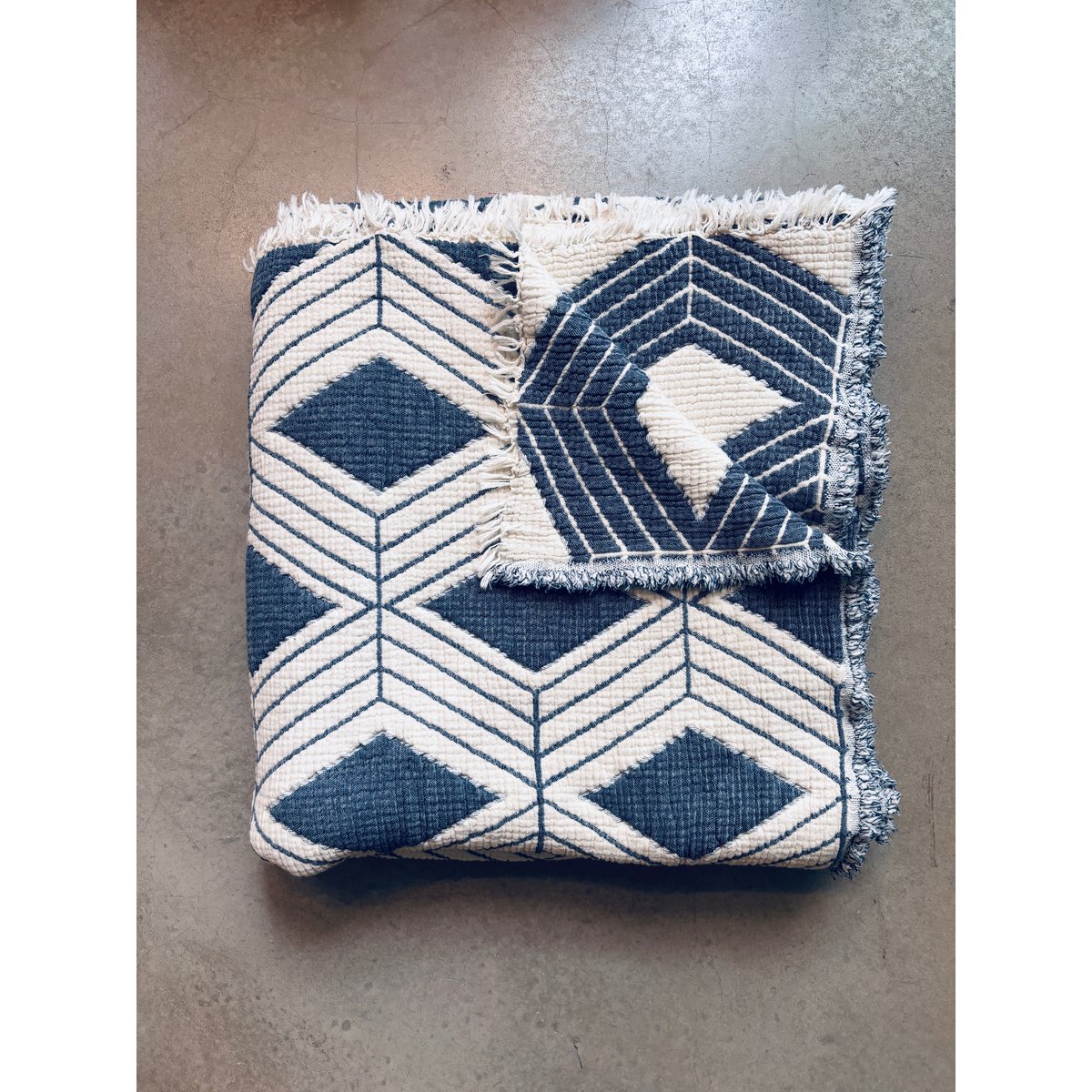 Muslin blanket - blue and white - 2.20 x 2.50 m