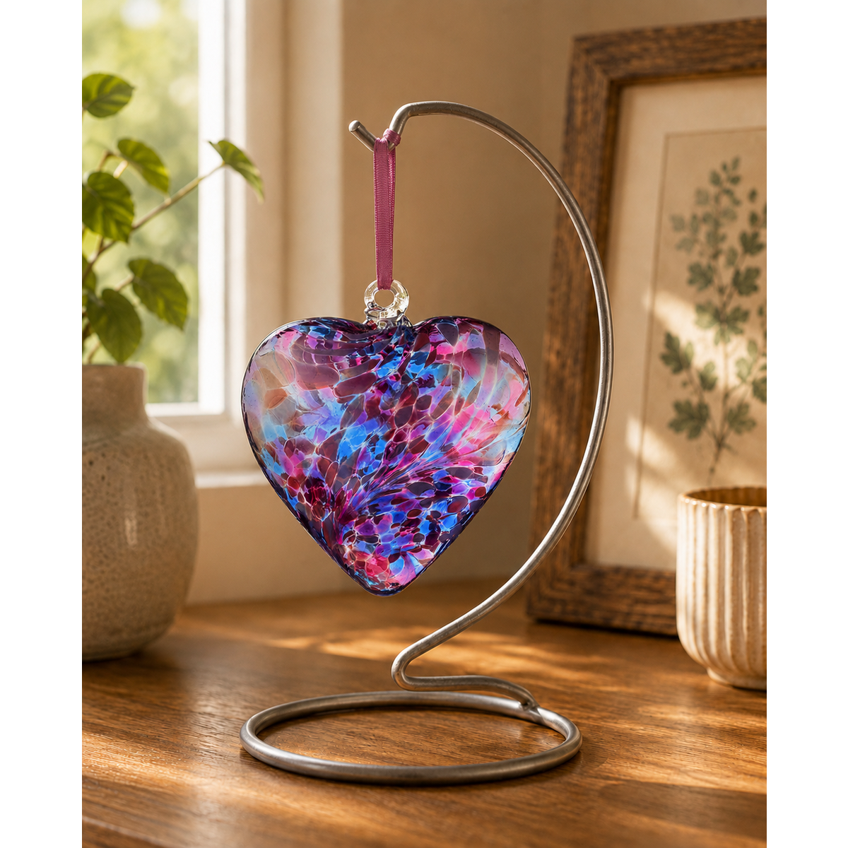 Coeur d'Amitié 8cm - Bleu & Rose
