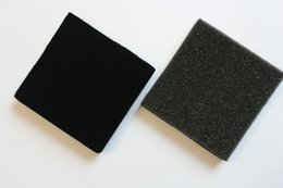 Black velvet foam jewelry cushions in square shape.