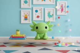 Eterna Wonder – Axolotl-Figur im Strickstil – Dekorationsobjekt – Grün