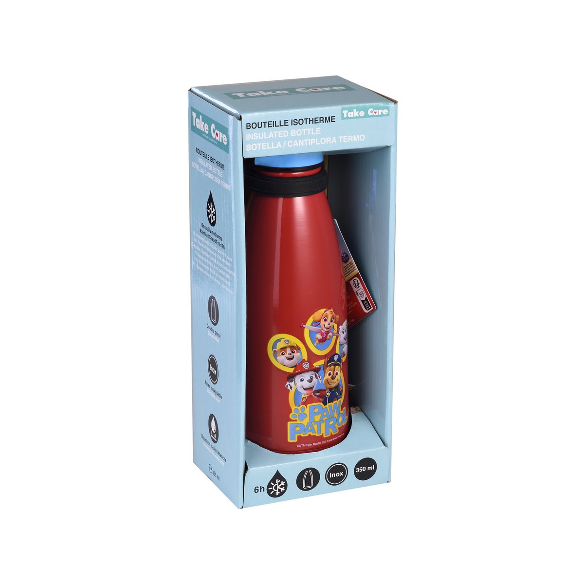😍La Paw Patrol, Dubbelwandige geïsoleerde fles, Karabijnhaak, 350 ml, TAKE CARE