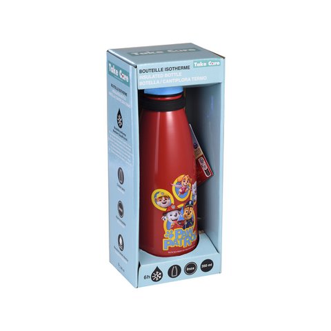 😍La Paw Patrol, Double-walled insulated bottle, Carabiner, 350 ml, TAKE CARE