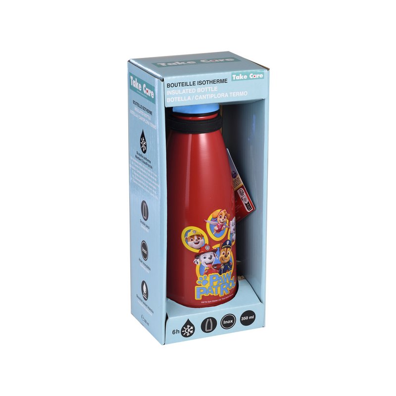 😍La Paw Patrol, Double-walled insulated bottle, Carabiner, 350 ml, TAKE CARE
