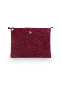Cosmetic Flat Pouch Large Velvet Quiltey Days Red 30x22x1cm