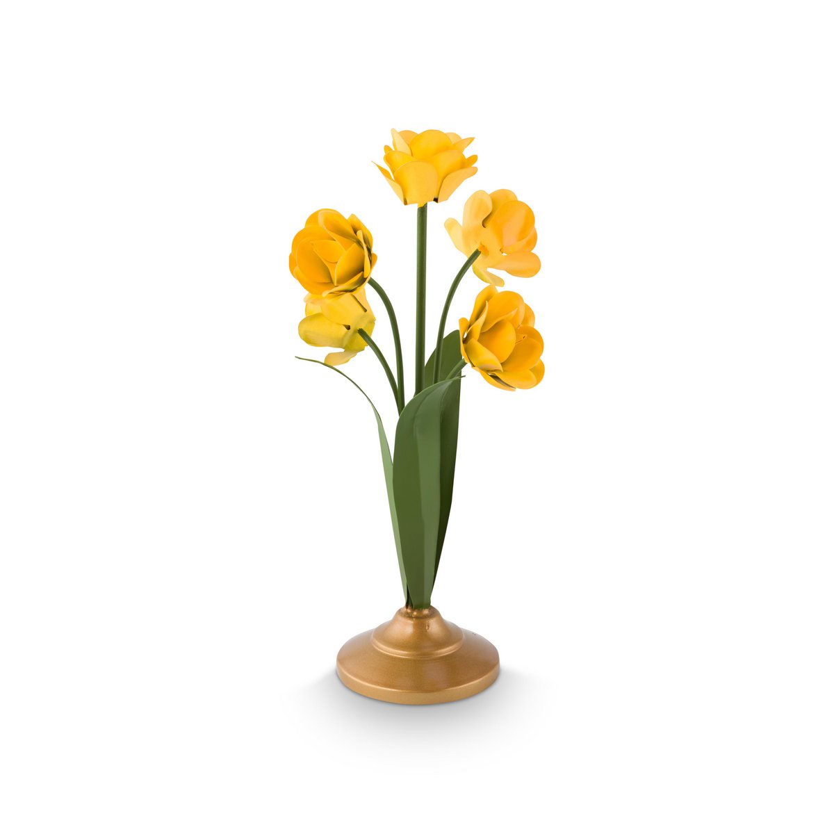 Candle Holder Metal Flower Yellow 27.5cm
