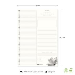 Prikkelarme A4 dagplanner 'Lotus' schrijfblok