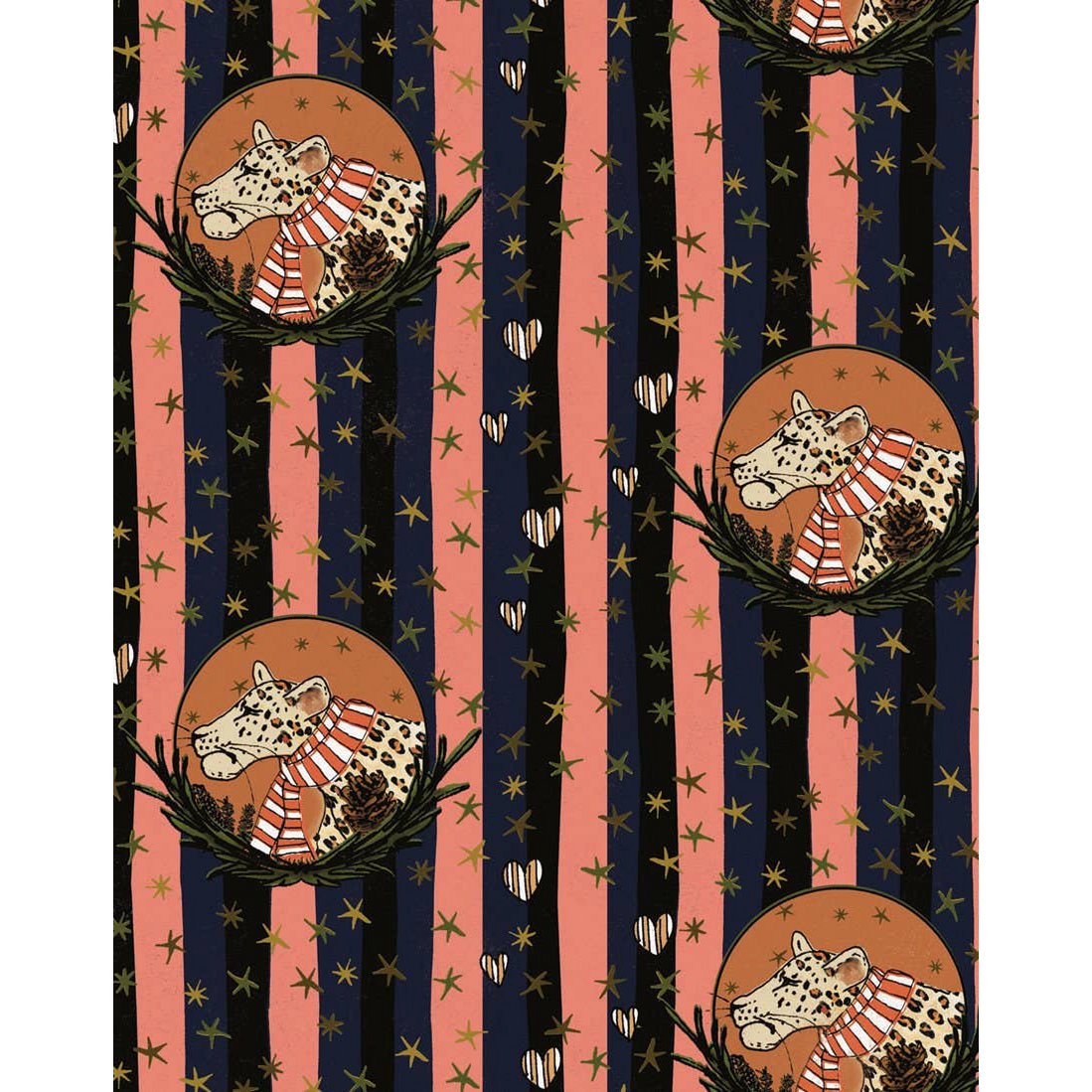 Foglio da regalo stagionale leopardo (50 x 70 cm)