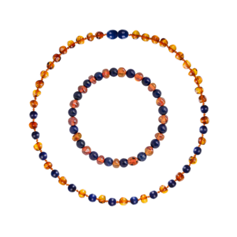 Box Cognac / Lapis lazuli - Amber & Natural Stones