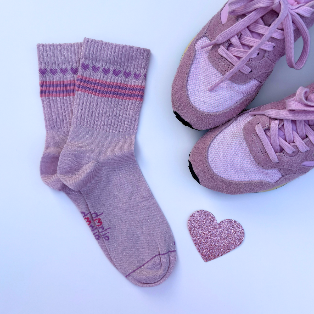 Socke Herzchenkette glitter rosé